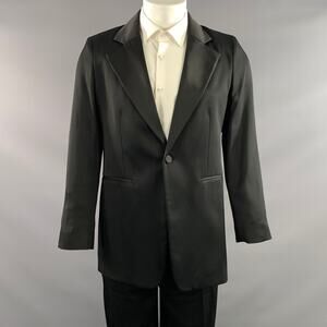 JOSEPH Chest Size 42 Black Solid Viscose Blend Notch Lapel 34 30 Tuxedo